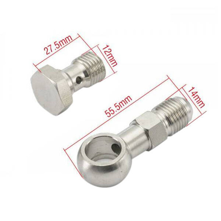 EPMAN Stainless Steel M12x1.25mm/M12x1.25mm To AN6-6 Banjo Bolts Brake Line Fittings Adapter Thread Single Banjo Bolt Universal