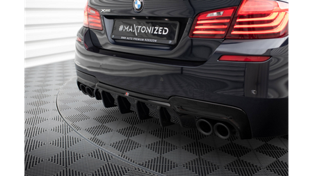 Diffuser BMW 5 F10 M-Pack Rear Valance v.2 Version with two double exhausts Gloss Black