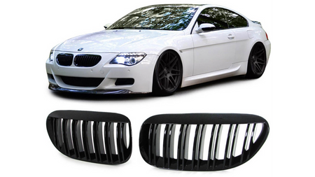 Grill BMW 6 E63 E64 podwójne żeberka Gloss Black