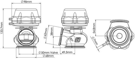 Turbosmart Wastegate 50mm 1.0 Bar Pro-Gate Czerwony zewnętrzny