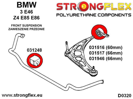 Tuleje wahacza przedniego - niecentryczne 66mm SPORT