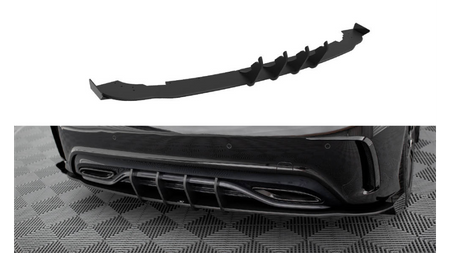 Street Pro Rear Side Splitters + Flaps Mercedes-Benz A AMG-Line W176 Facelift Black + Gloss Flaps