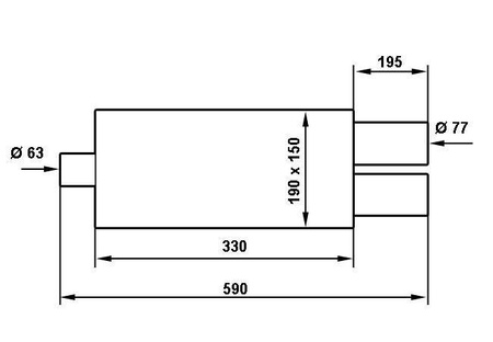 Rear Muffler TurboWorks 2x76mm inlet 63,5mm