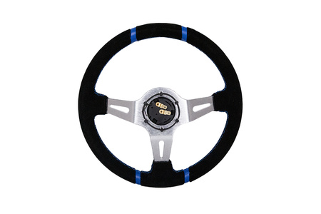 Kierownica SLIDE 350mm offset:90mm Zamsz Blue