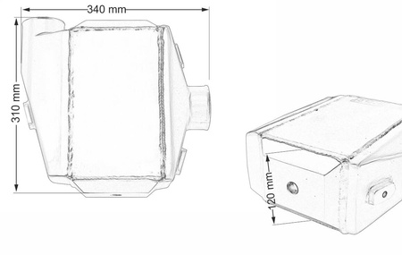 Intercooler wodny TurboWorks 150x255x115 3" 1x90st 1x0st