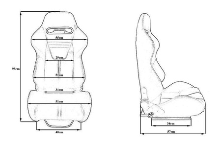 Racing seat R-LOOK II PVC Black