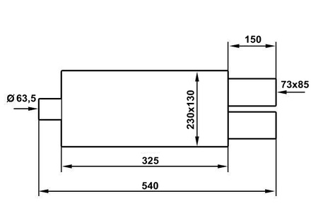 Rear Muffler 73x85mm x2 inlet 63,5mm