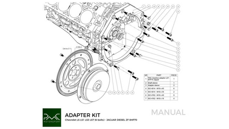 Adapter konwertera ZF 8HP70 Jaguar Diesel - GM Chevrolet V8 LS