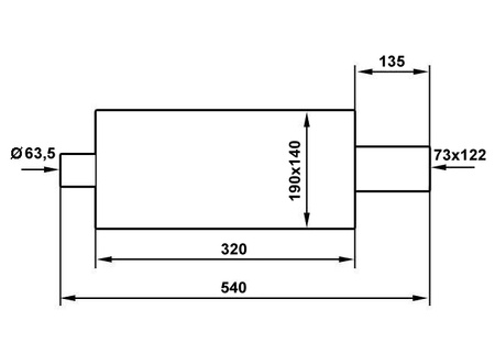 Rear Muffler 73x122mm inlet 63,5mm