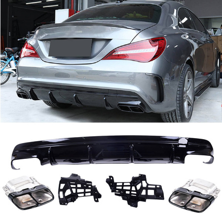 Diffuser Mercedes-Benz CLA C117, X117 Rear with Pipes black