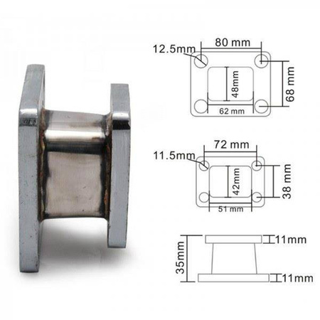 Flange reduction under turbo T25-T4