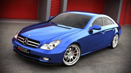 FRONT SPLITTER MERCEDES CLS C219 STANDARD BUMPER - Gloss Black