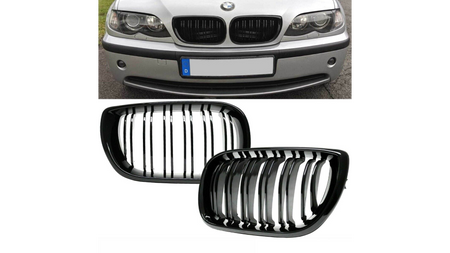 Grill BMW 3 E46 Facelift Compact podwójne żeberka Gloss Black