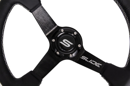 Kierownica SLIDE 350mm offset:90mm Skóra Silver Strip