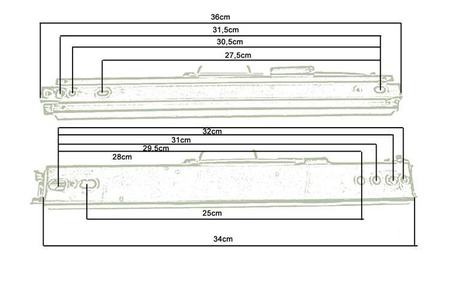 Szyny Fotela uniwersalne podwójne z regulacją 400mm