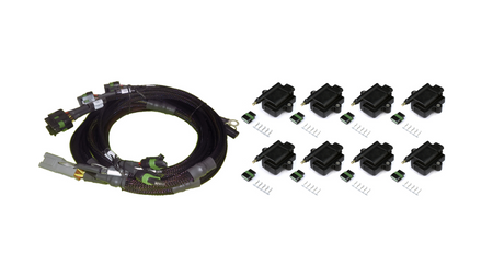 Set of 8 separate IGN-1A high performance induction coils and wires for Ford small/ large capacity V8 engines.