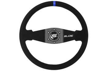 Steering wheel SLIDE 350mm offset:90mm Suede Blue Strip