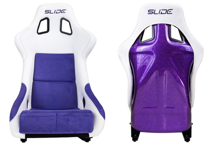 Racing seat SLIDE KS2 Premium White Purple Welur & Purple Glitter