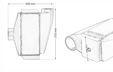 TurboWorks Water Intercooler 255x115x115 3" 1x90st 1x0st