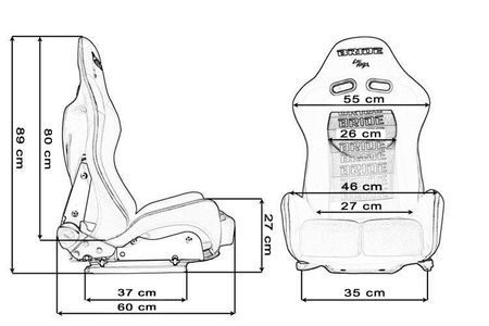 Racing seat LOW MAX K608 Bride Velvet Black Grey