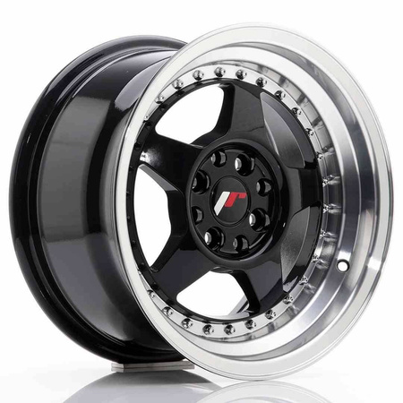 JR Wheels JR6 15x8 ET25 4x100/108 Glossy Black w/Machined Lip