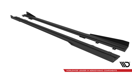 Side Skirts Ford Mustang GT Mk7 Street Pro Black + Gloss Flaps