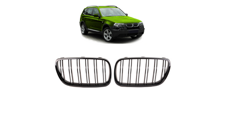 Grill sportowy podwójne żeberka Gloss Black BMW X3 E83 Facelift 2006-2010