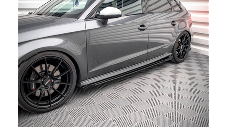 Diffuser Audi A3 8V Facelift S-Line Side Skirts Street Pro Black + Gloss Flaps