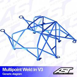 Roll Cage RENAULT R19 (Phase 1/2) 4-doors Sedan MULTIPOINT WELD IN V3