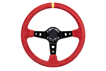 Kierownica Pro 350mm offset:80mm Zamsz Red