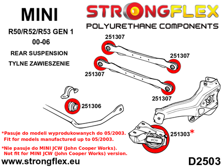 Full suspension bush kit up to 05/2003