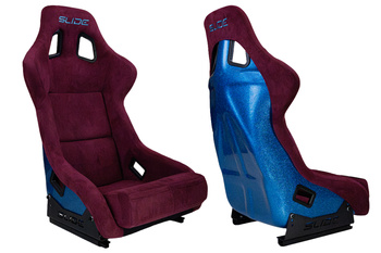Racing seat SLIDE KS2 Premium Dark Purple Welur & Sea-Blue Glitter
