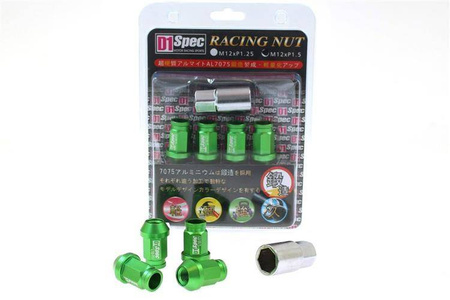 Wheel lug nuts D1Spec Replica 40mm M12x1,25 Green