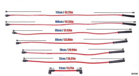 Przewody zapłonowe PowerTEC JAGUAR DAIMLER XJS 5.3L V12 88-94 Czerwone