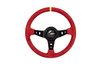 Kierownica Pro 350mm offset:80mm Zamsz Red