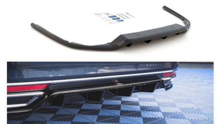 Splitter Volkswagen Passat B8 Rear Central with Diffuser Gloss Black