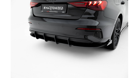 Dyfuzor Audi A3 8Y Tył Street Pro Black-Red + Gloss Flaps