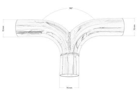 Trójnik wydechu 180st 70/70mm 304SS