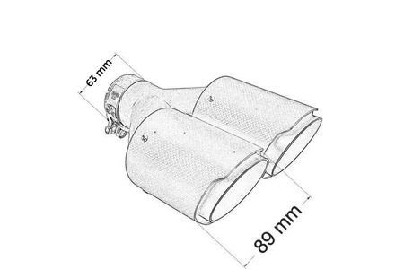 Podwójna Końcówka tłumika 2x89mm wejście 63mm Carbon