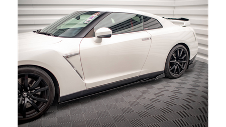 Diffuser Nissan GTR R35 Facelift Side Skirts + Flaps Gloss Black