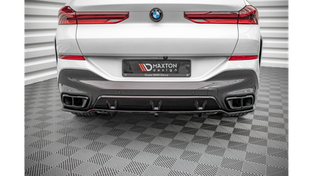 Splitter BMW X6 G06 M-Pack Rear Central with Diffuser v.1 Gloss Black