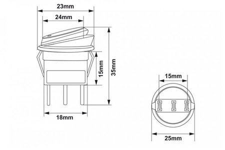 Switch Round ON-OFF 3PIN Blue