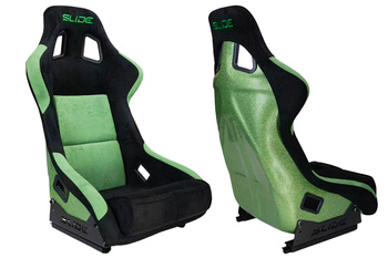 Racing seat SLIDE KS2 Premium Green & Black Welur Green Glitter