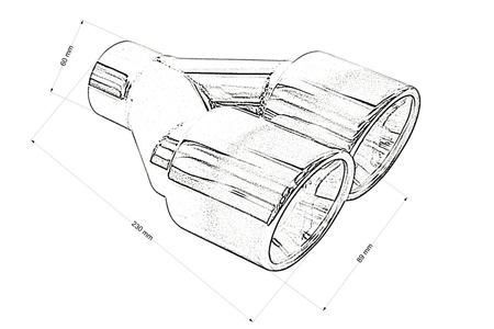 Exhaust Tip 89mmx2 enter 60mm Polished Burn Right 