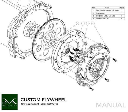 CNC Flywheel for conversion Toyota JZ 1JZ 2JZ- Toyota Altezza / Lexus IS200 J160 Aisin AZ6 (first gen.)