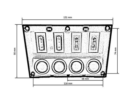 Switch 12/24V IP68 ON-OFFx4, 4xB 2x5A 1x10A 1x15A, LED IP68