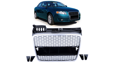 Grill Audi A4 B7 Silver & Gloss Black