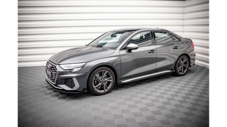 Dokładka Audi A3 8Y S-Line Progi Street Pro Black-Red + Gloss Flaps
