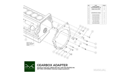 Gearbox Adapter Plate Honda K K20 K24 - BMW DCT DKG GS7D36SG / N54 GS6-53BZ (V)