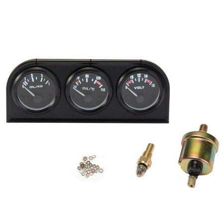 KET Gauges 52mm 3in1 kit Volt, Water Temp, Oil Press VDO Look